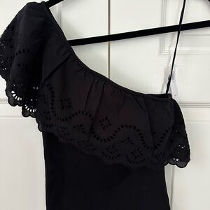 Old Navy Black Asymmetrical Ruffled One Shoulder Dress